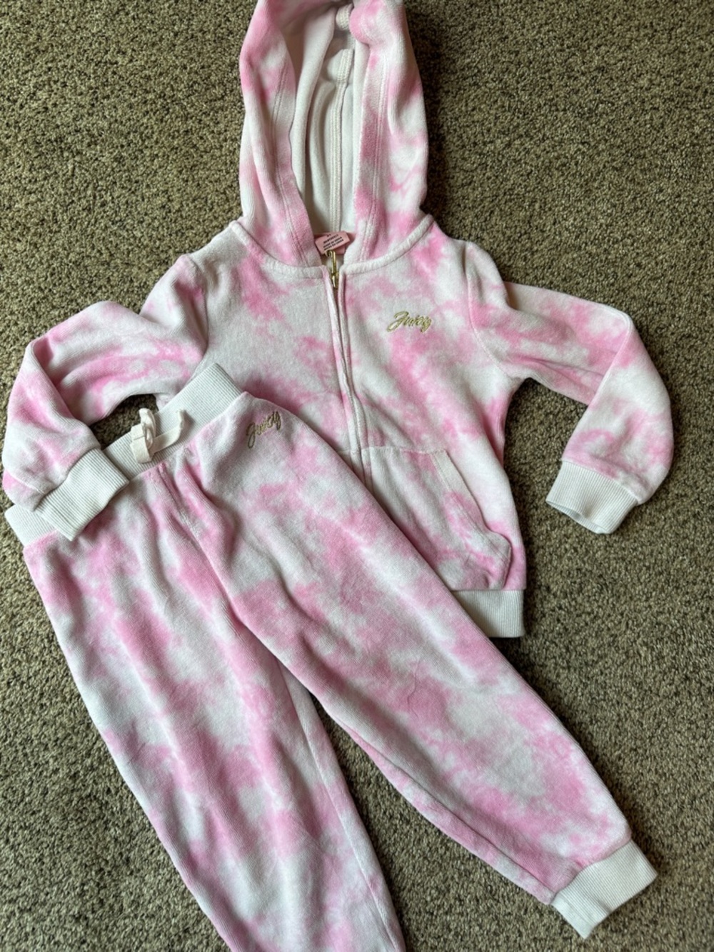 Juicy Couture | Pink & White Tie-Dye Hoodie and Joggers Set